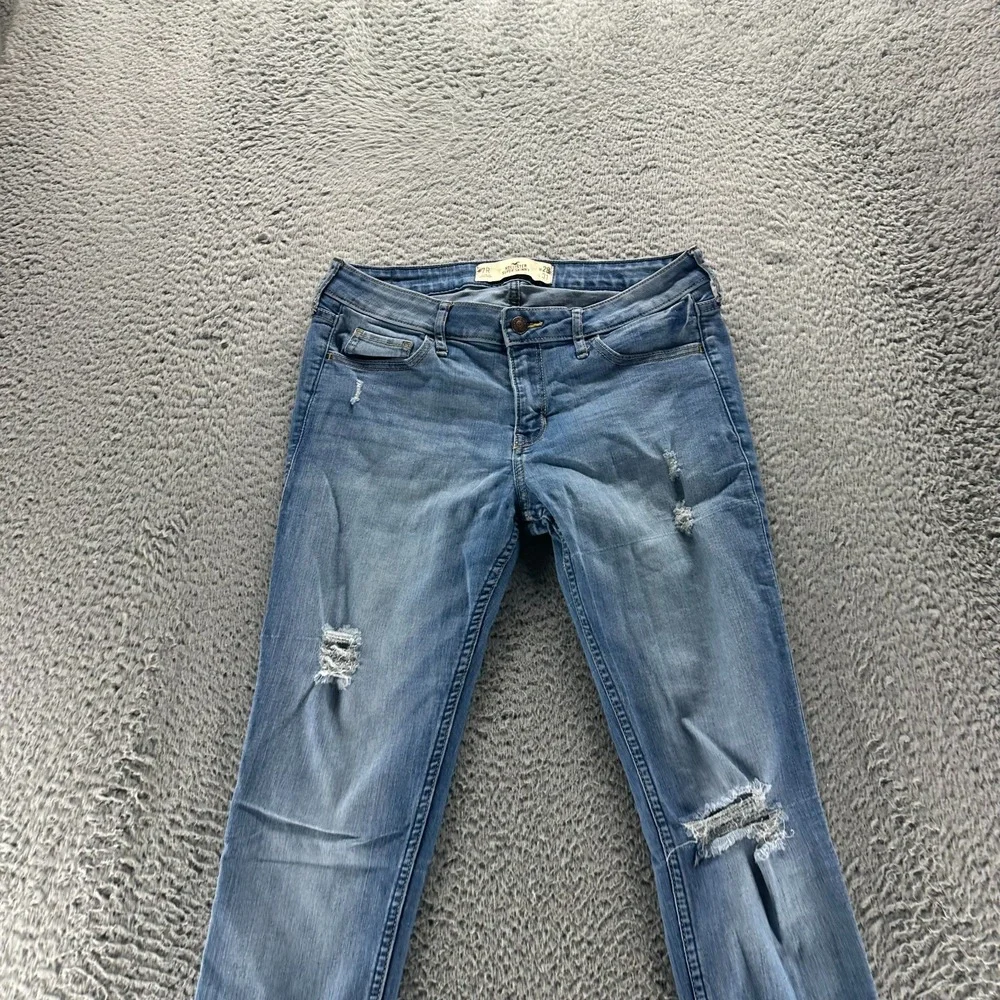 Hollister Jeans Women's 7 Blue Cotton Denim Skinny Leg Distressed‎ Faded Stretch